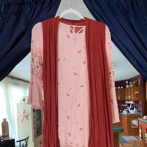 Pink dress with cardigan